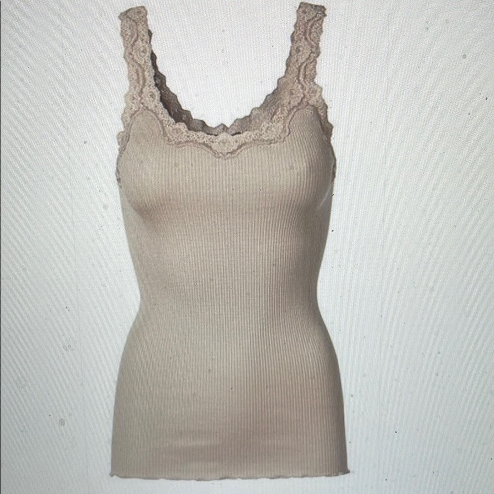 Rosemunde silk Lace Trim Ribbed Tank Top